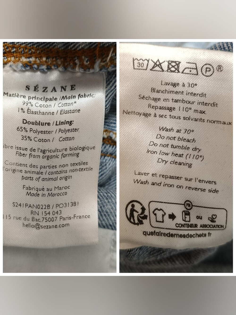 Sezane Brut Sexy "Washed" Women's 36 (25" Waist) Light Wash Minimalist French - Picture 8 of 14